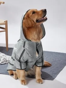 1pc Waterproof Hooded Pet Raincoat - Grey - View 7