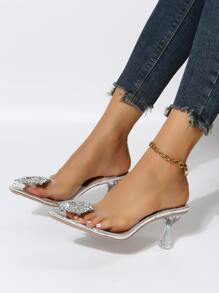 Xăng đan Cao gót Nữ Pha lê kim cương màu trơn dép quai hậu Hấp dẫn - Trong sáng - Xem 3