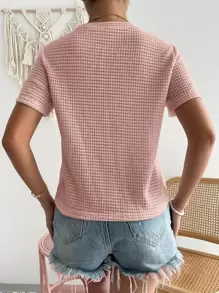 SHEIN Essnce Camiseta unicolor de cuello redondo