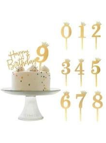 11 piezas Decoración de pastel número - Dorado - Ver 1