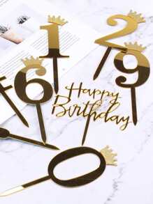 11 piezas Decoración de pastel número - Dorado - Ver 3