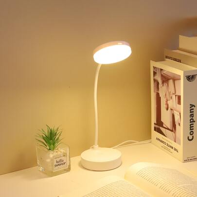 1pc Round-shaped Three-color Adjustable Desktop Usb Powered Table Lamp (not Rechargeable)