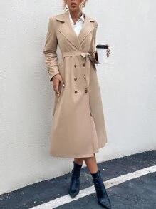 SHEIN Frenchy 雙排釦腰帶風衣外套