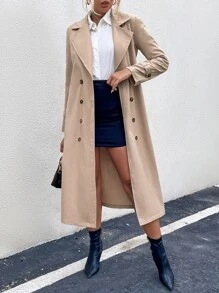 SHEIN Frenchy 雙排釦腰帶風衣外套