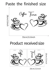2 Cái/bộ Trái Tim & Cà Phê Hoa Văn Dán Tường Hoạt Hình PVC Decal Dán Tường Trang Trí Nhà Cửa - màu đen - Xem 3