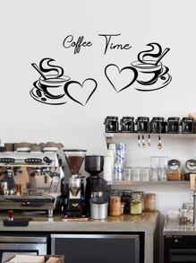 2 Cái/bộ Trái Tim & Cà Phê Hoa Văn Dán Tường Hoạt Hình PVC Decal Dán Tường Trang Trí Nhà Cửa - màu đen - Xem 6