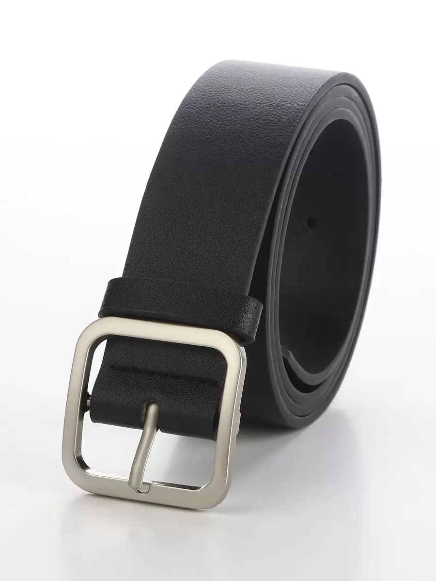 Men Square Buckle Belt Casual - Black - View 1