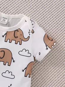 Da Neonato con stampa elefante Body & con toppa tasca Tutina salopette - Multicolore - Visualizzare 3