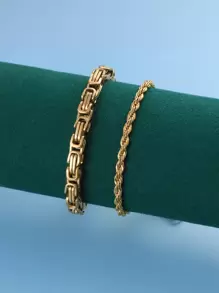 2入組男士扭結細節手環