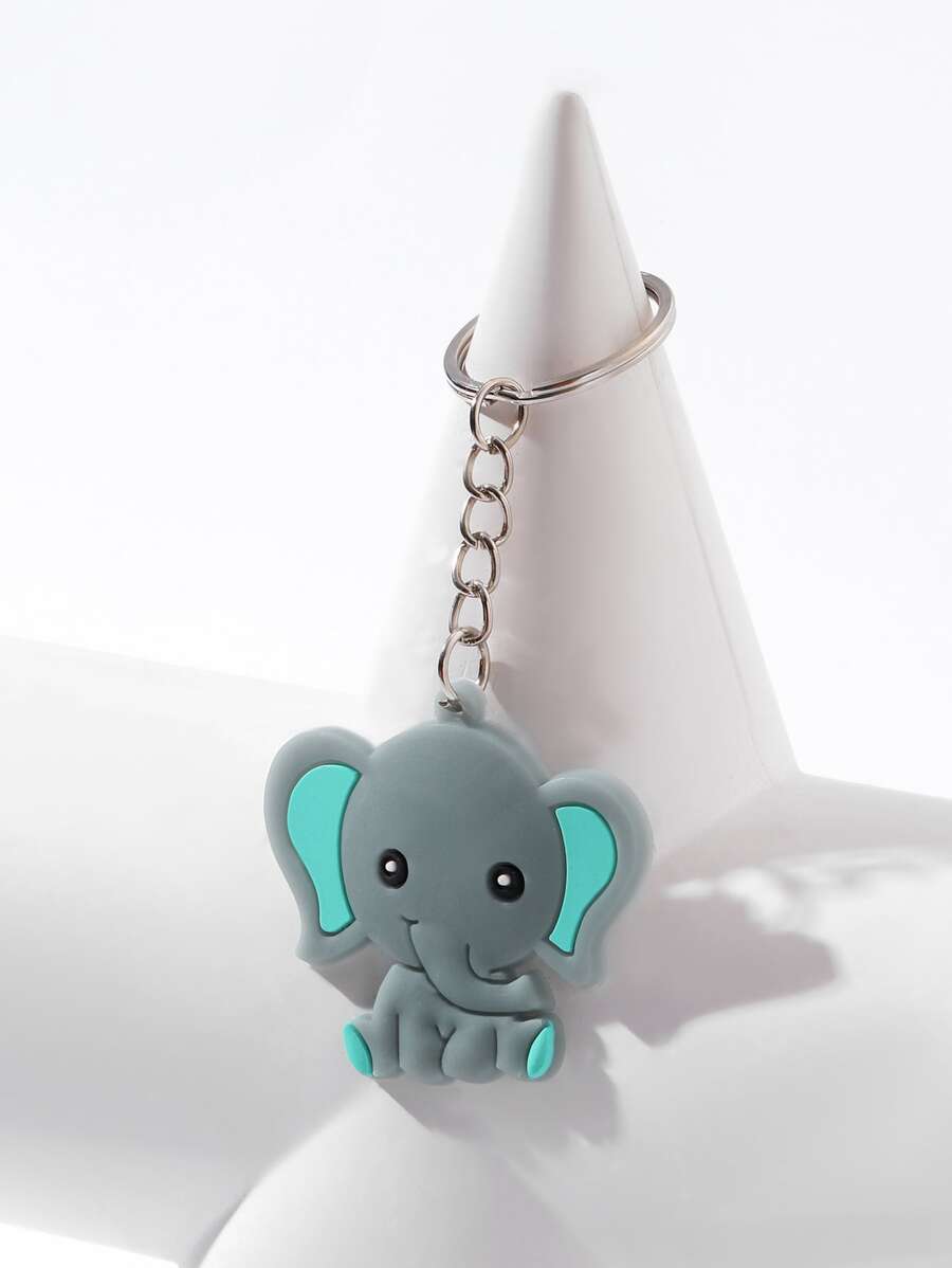 卡通大象吊墜鑰匙圈 - 彩色 - 查看 1