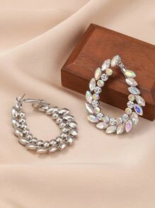 Hoa tai trang trí hình học Rhinestone - Nhiều màu - Xem 2