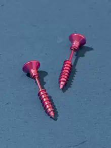 ROMWE Street Life 螺絲設計耳環 - 粉色 - 查看 1