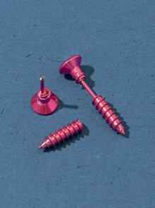 ROMWE Street Life 螺絲設計耳環 - 粉色 - 查看 2