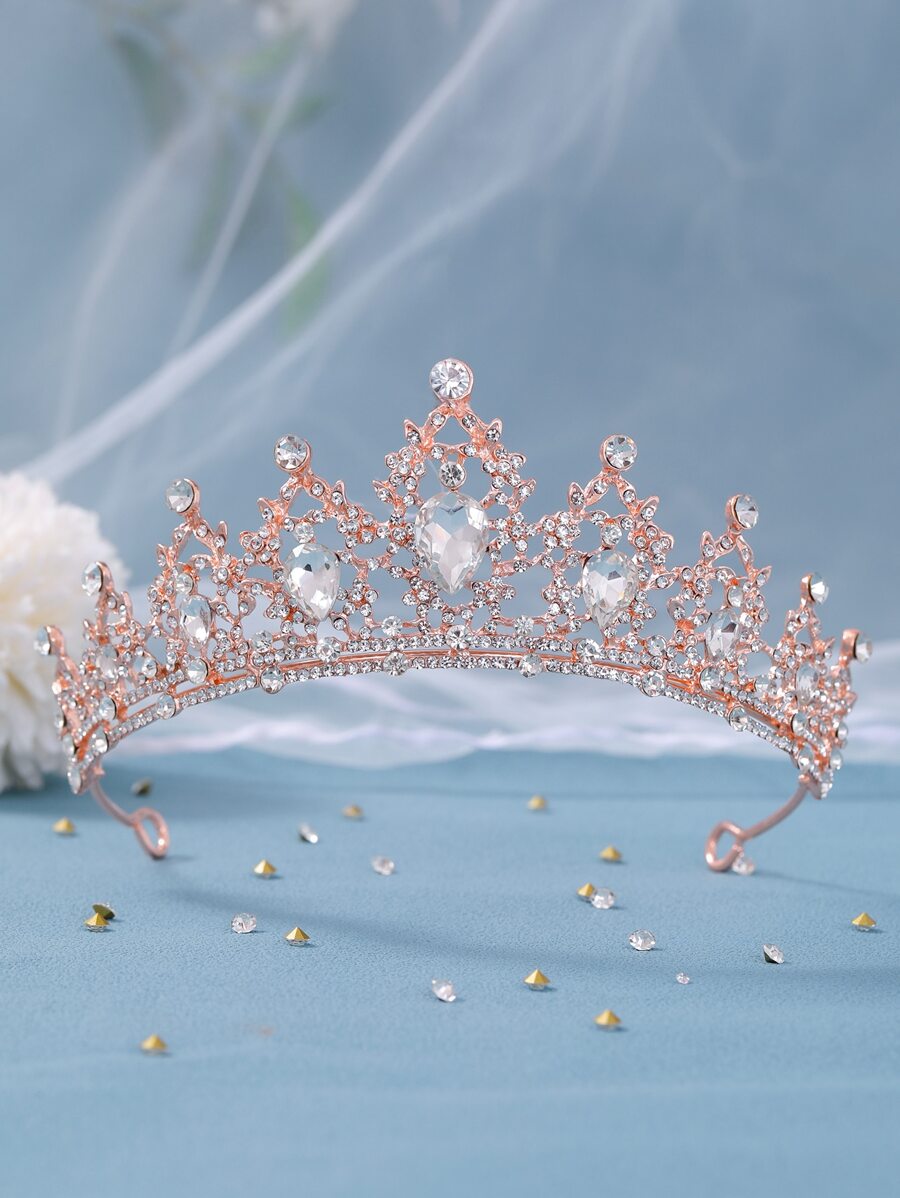 1入歐美新娘銀钻頭冠，拍照婚紗配件，婚禮服飾冠髮飾頭飾