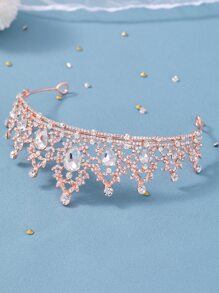 1入歐美新娘銀钻頭冠，拍照婚紗配件，婚禮服飾冠髮飾頭飾 - 玫瑰金 - 查看 6