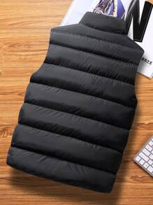 Manfinity Homme Lỏng lẻo phù hợp Nam Túi khóa kéo Lót Teddy Áo gi lê Lông vũ - màu đen - Xem 2