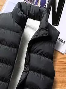 Manfinity Homme Lỏng lẻo phù hợp Nam Túi khóa kéo Lót Teddy Áo gi lê Lông vũ - màu đen - Xem 3