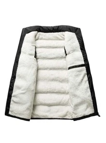 Manfinity Homme Lỏng lẻo phù hợp Nam Túi khóa kéo Lót Teddy Áo gi lê Lông vũ - màu đen - Xem 4