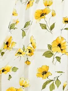 Rèm vải Sheer họa tiết hoa, Rèm Polyester hiện đại lọc ánh sáng riêng tư cho gia đình - Nhiều màu - Xem 2