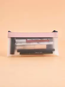 Zipper Pink Makeup Cosmetic Bag - Pink - View 3