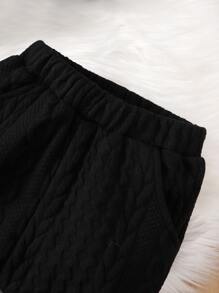 SHEIN Baby Boy Two Tone Textured Sweatshirt & Sweatpants - Multicolor - View 5