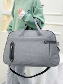 Bolso de lona con cremallera delantera doble asa