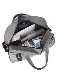 Bolso de lona con cremallera delantera doble asa