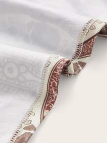 ROMWE Paisley Graphic Knot Crop Tee - Multicolor - View 4