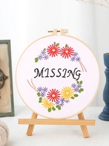1set Floral & Letter Graphic Hand Embroidery - Multicolor - View 1