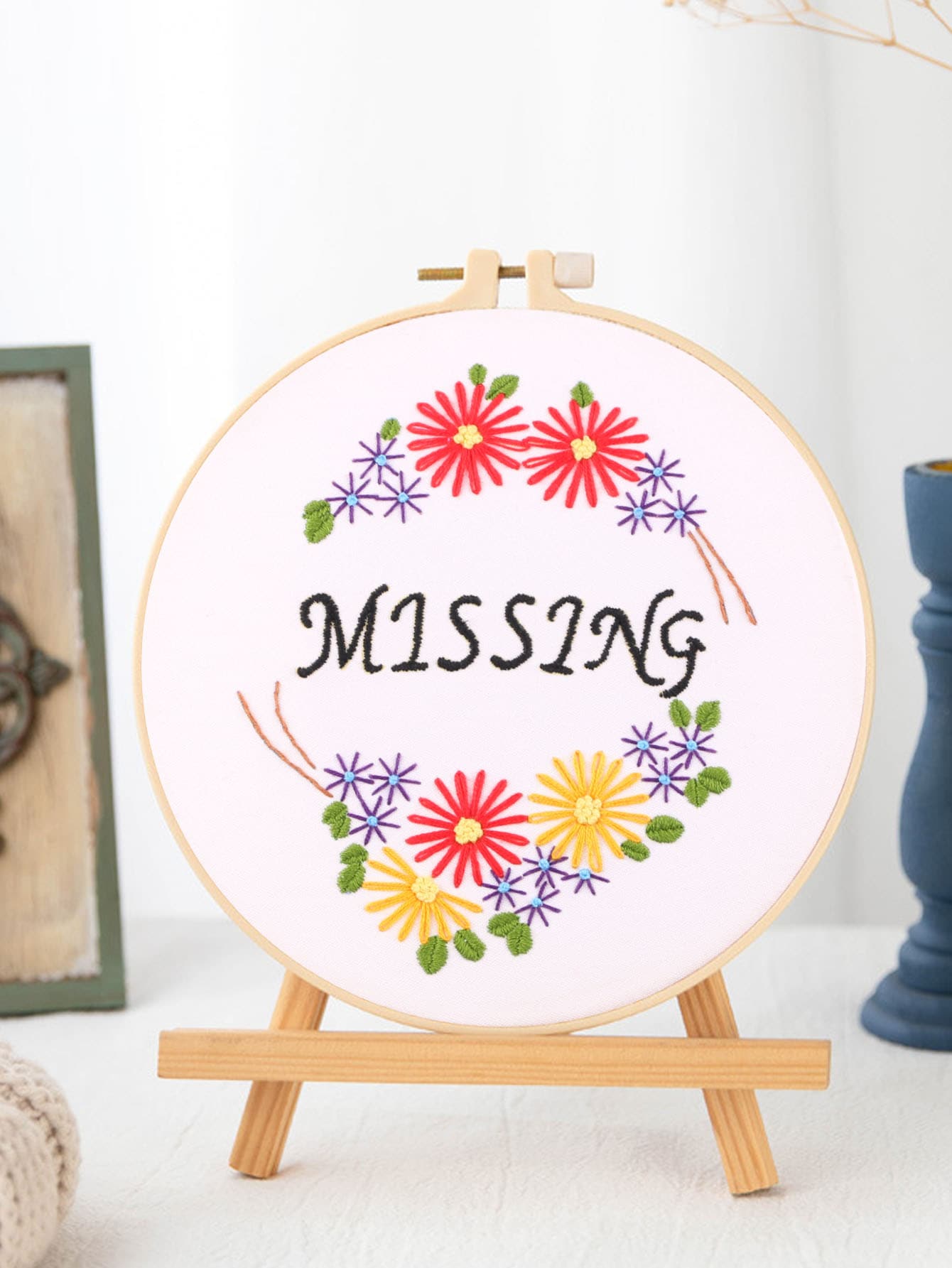 1set Floral & Letter Graphic Hand Embroidery - Multicolor - View 1