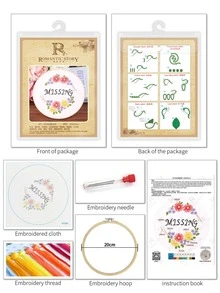 1set Floral & Letter Graphic Hand Embroidery - Multicolor - View 4