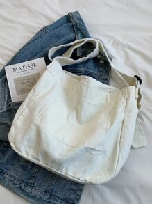 Large Capacity Hobo Bag School Bag For Graduate, Teen Girls, Freshman, Sophomore, Junior & Senior In College, University & High School, Perfect For Outdoors ,Travel & Back To School - White - View 2