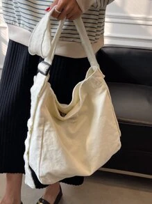 Large Capacity Hobo Bag School Bag For Graduate, Teen Girls, Freshman, Sophomore, Junior & Senior In College, University & High School, Perfect For Outdoors ,Travel & Back To School - White - View 5