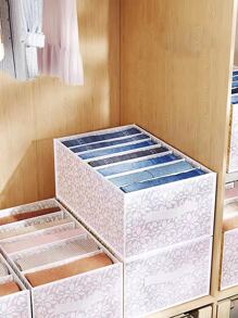 1pc Pants Organizer Box For Wardrobe Clothes Jeans Separation Storage Case Sorting Container - White - View 6