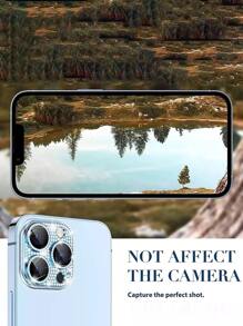 1pc Rhinestone Decor Camera Lens Protector Compatible With iPhone15/15Plus/15Pro/15Promax - Blue - View 8