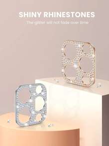 2 miếng bảo vệ ống kính trang trí bằng kim cương giả tương thích với iPhone 15/15Pro/15Plus/15Promax - Nhiều màu - Xem 3