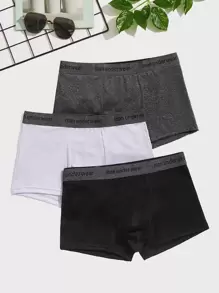 Men 3pcs Contrast Letter Tape Boxer Brief - Multicolor - View 1