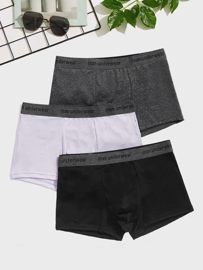 Homme 3 pièces Caleçon contrastant à lettres