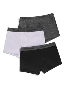 Men 3pcs Contrast Letter Tape Boxer Brief - Multicolor - View 2