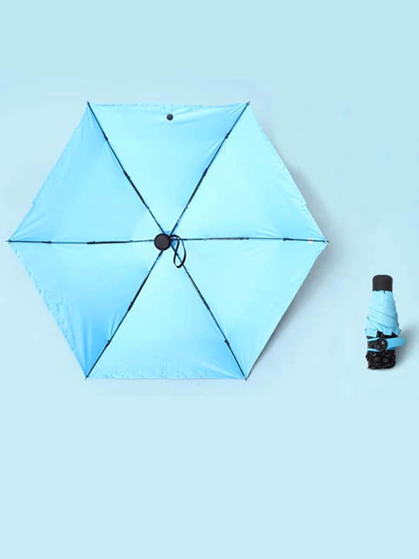 1pc Plain Manual Umbrella, Spring Summer Picks, Brides Maid Gifts, Room, Bedroom Decor, Bedroom Decor, Beach, Travel, For Men, For Women, Vacation - Blue - View 1
