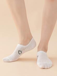 10pairs Expression Print Invisible Socks - Black and White - View 2