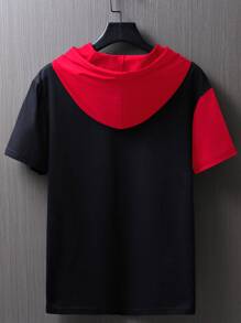 Manfinity Homme Men Colour Block Bear Print Drawstring Hooded Tee - Multicolor - View 2