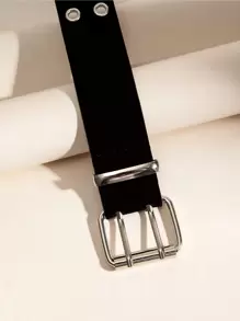 Cinturón con diseño de ojal con hebilla cuadrada - Negro - Ver 3