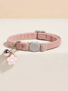 1pc Floral Pendant Pet Collar with bell For Decoration - Pink - View 1