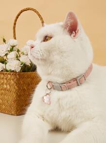 1pc Floral Pendant Pet Collar with bell For Decoration - Pink - View 2