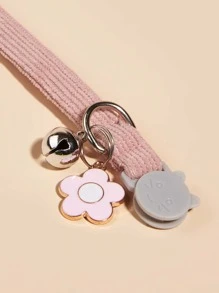 1pc Floral Pendant Pet Collar with bell For Decoration - Pink - View 4