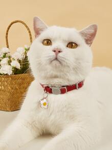 1 mặt dây chuyền hoa Vòng cổ thú cưng có chuông để trang trí - Đỏ - Xem 1