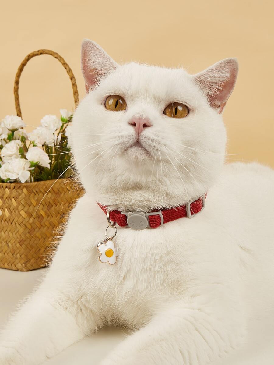 1 mặt dây chuyền hoa Vòng cổ thú cưng có chuông để trang trí - Đỏ - Xem 1