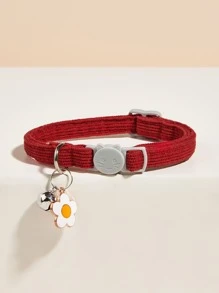 1 mặt dây chuyền hoa Vòng cổ thú cưng có chuông để trang trí - Đỏ - Xem 2