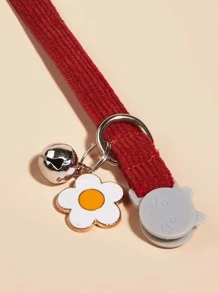 1 mặt dây chuyền hoa Vòng cổ thú cưng có chuông để trang trí - Đỏ - Xem 4